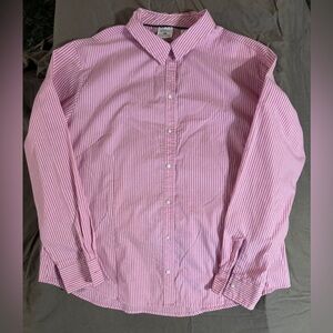 Pink Striped Button-Up Shirt Plus XXL  Lee Riders Flattering seaming